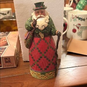 Jim shore Irish Santa Figurine with Green and Red Accents